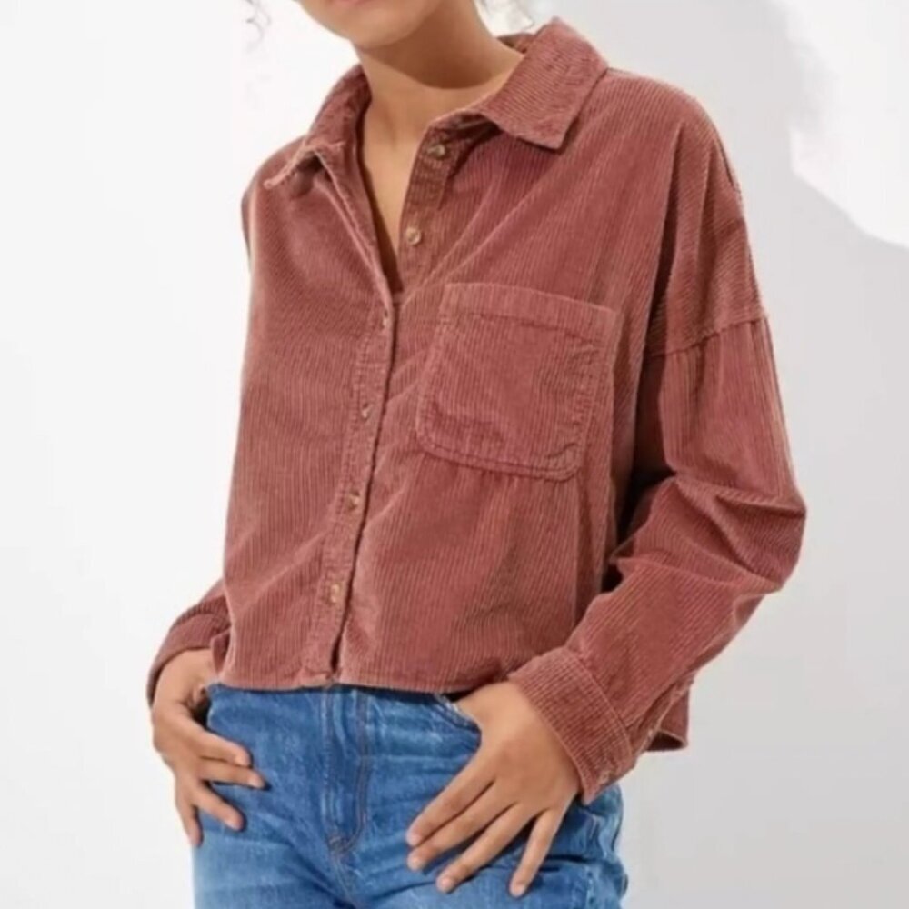 American Eagle Outfitters dusty rose Corduroy Jacket Sz S